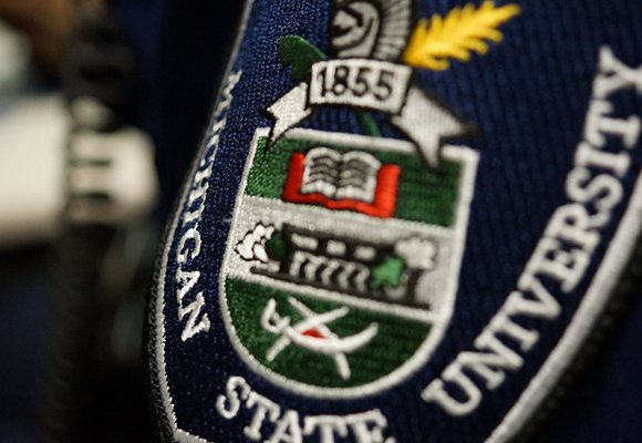 Close-up of MSU Police badge patch